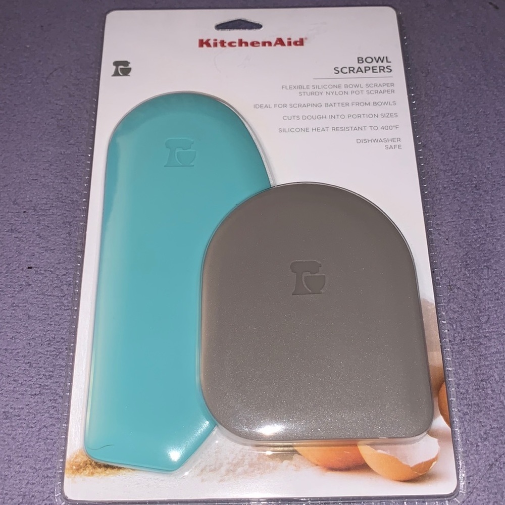 Kitchenaid 2pc Bowl Scrapers Teal and Gray